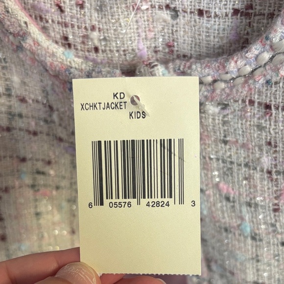 Guess Girls Pink and Cream Tweed Jacket Size 10 - Picture 3 of 5